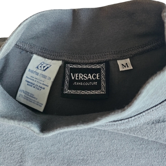 Versace Charcoal Long Sleeve Men's Tee - Picture 4 of 7